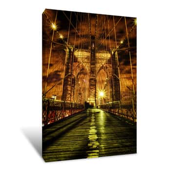 Image of Manhattan Bridge Golden Lighting Canvas Print