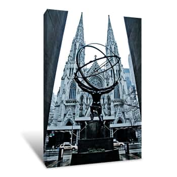 Image of NYC Atlas Statue from the Alley Canvas Print