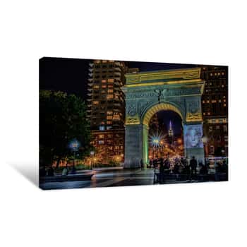 Image of Washington Square Park NYC at Night Canvas Print