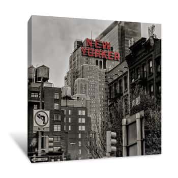 Image of The New Yorker Building Black and White Canvas Print