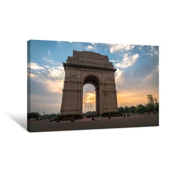 Image of India Gate Delhi - A War Memorial On Rajpath Road At Sunrise Canvas Print