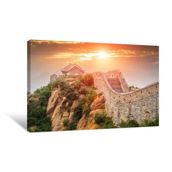 Image of Great Wall Under Sunshine During Sunset，in Beijing, China Canvas Print