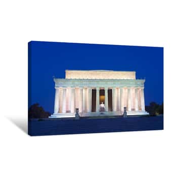 Image of Lincoln Memorial In The National Mall, Washington DC  Lincoln Memorial On Blue Sky Background In The Dusk Canvas Print