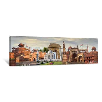 Image of Collage Of India Monuments Heritage Sites Landmarks And Tours And Travel Destinations Canvas Print