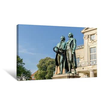 Image of Monument To Goethe And Schiller Before The National Theater In Weimar Canvas Print