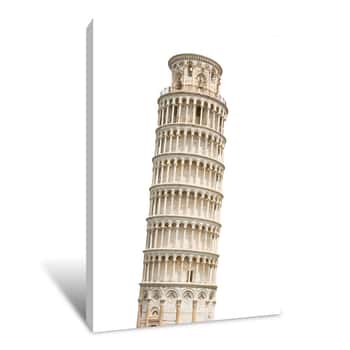 Image of The Leaning Tower Of Pisa Isolated On White Canvas Print