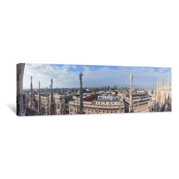 Image of Panoramic View Of Milan From Roof Of Cathedral Of Milan Canvas Print