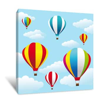 Image of Colored Hot Air Balloons Wallpaper Canvas Print