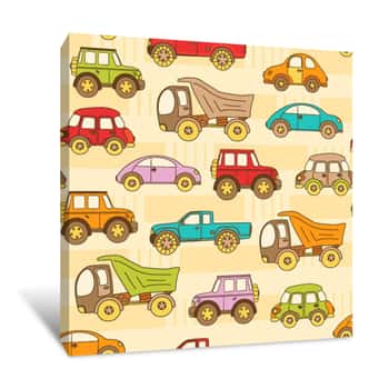Image of Multicolored Cars Wallpaper Canvas Print