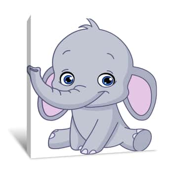Image of Baby Elephant Wall Decal Canvas Print
