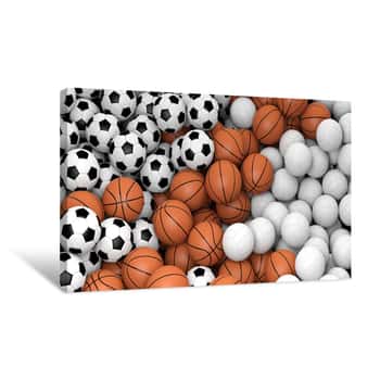 Image of Volleyballs Basketballs and Soccer Balls Canvas Print