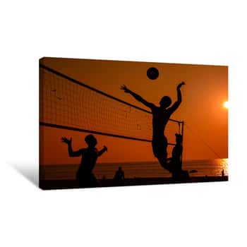 Image of Beach Volleyball Silhouette Canvas Print