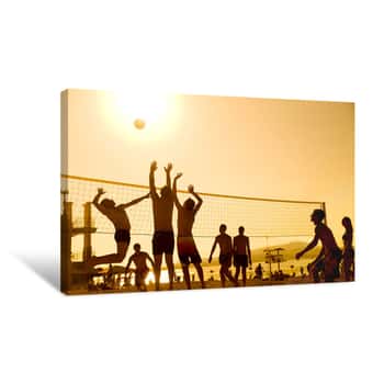 Image of Volleyball on Beach Canvas Print
