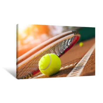 Image of Tennis Ball and Racquet Canvas Print