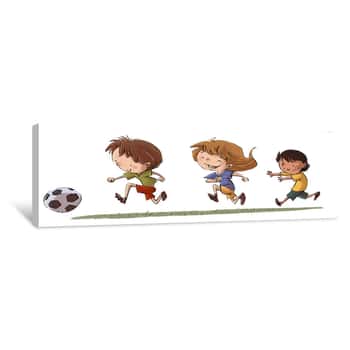 Image of Kids Playing Soccer Canvas Print