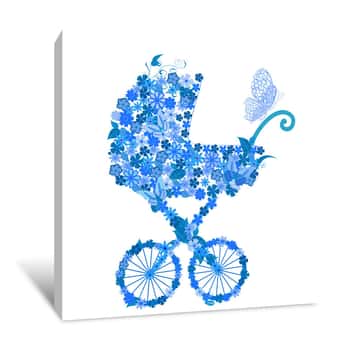 Image of Blue Butterfly Stroller Canvas Print