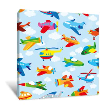 Image of Colorful Airplanes Wallpaper Canvas Print