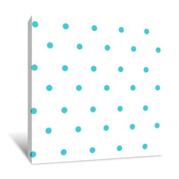 Image of Blue Polka Dots On White Wallpaper Canvas Print