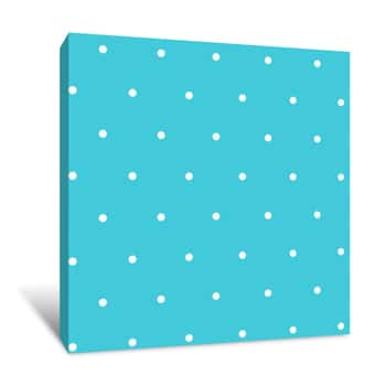 Image of White Polka Dots On Blue Wallpaper Canvas Print