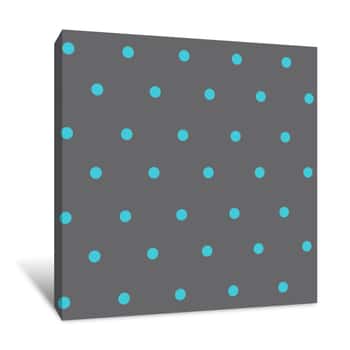 Image of Blue On Grey Polka Dots Wallpaper Canvas Print