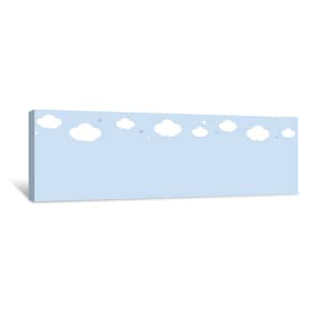 Image of Cute White Cloud On Pastel Blue Sky Upper Border Seamless Pattern Canvas Print