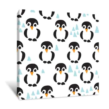 Image of Ice Cool Penguins Wallpaper Canvas Print