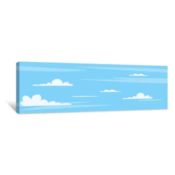 Image of Beautiful Blue Sky With Cute Clouds Background Vector Illustration Clean Sky On Mid Day Canvas Print