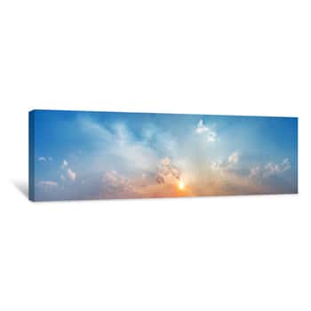 Image of Panorama Of Dramatic Vibrant Color With Beautiful Cloud Panoramic Image Canvas Print