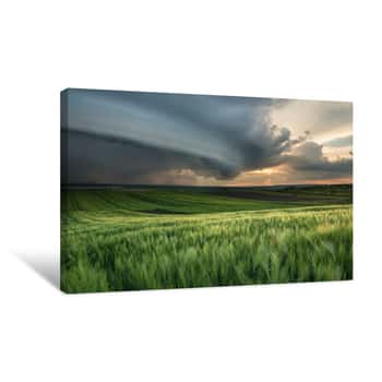 Image of Cyclone On The Field  Beautiful Natural Landscape In The Summer Time Canvas Print