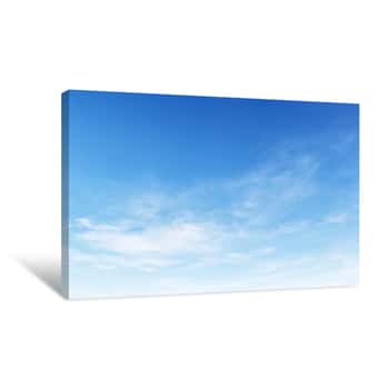 Image of Fantastic Soft White Clouds Against Blue Sky Background Canvas Print
