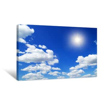 Image of Blue Sky Background With Tiny Clouds Canvas Print