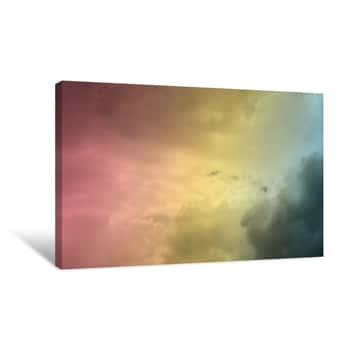 Image of Blur Soft Sky Cloud In Pastel Vintage Color Style For Background Backdrop Use Canvas Print