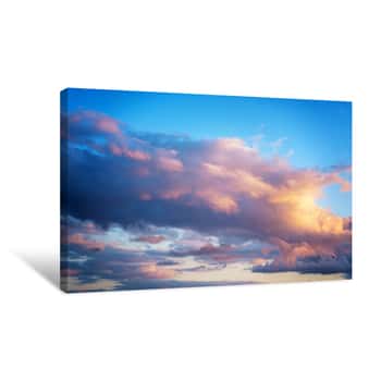 Image of Sunset With Blue Sky - Retro Vintage Filter Effect, Beautiful Nature Background Canvas Print