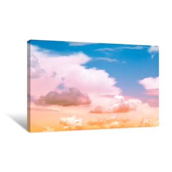 Image of Soft Cloud And Sky With Pastel Gradient Color For Background Backdrop Canvas Print