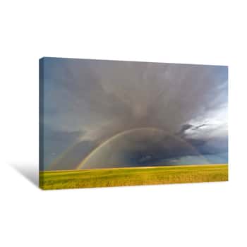Image of Rainbow And Storm In The Plains Canvas Print