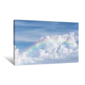 Image of Beautiful Classic Rainbow Across In The Blue Sky After The Rain Canvas Print