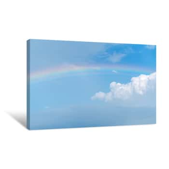 Image of Beautiful Sky With Tripple Rainbow Canvas Print