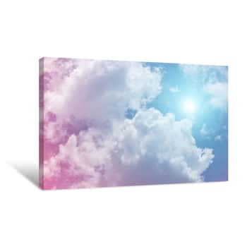 Image of Sun And Cloud Background With A Pastel Colored Canvas Print
