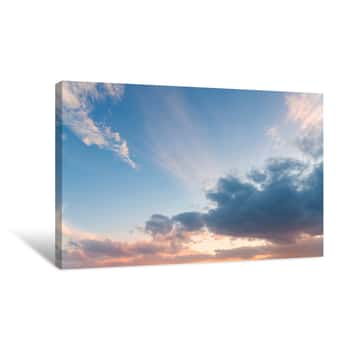 Image of Beautiful Bright Sunset Sky With Clouds  Nature Sky Background Canvas Print