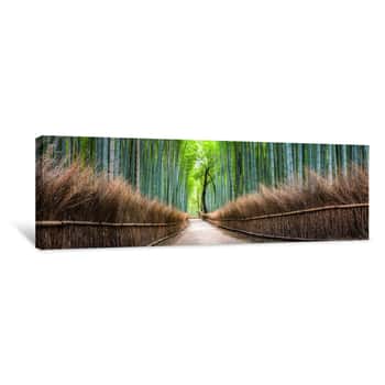 Image of Japanischer Bambuswald In Arashiyama, Kyoto, Japan Canvas Print