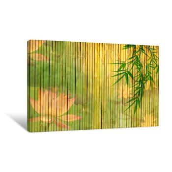 Image of Lotus And Bamboo Background Canvas Print