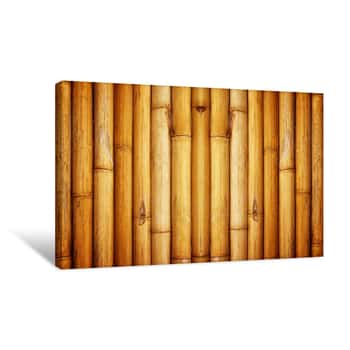 Image of Thick Bamboo Stalk Fence Background Canvas Print