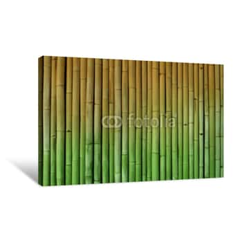 Image of Bamboo Fence Background Halftone Green And Yellow Canvas Print