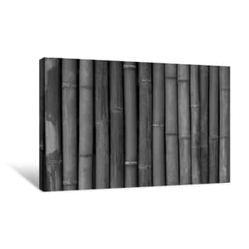 Image of Abstract Bamboo Wall Texture In Black And White Canvas Print