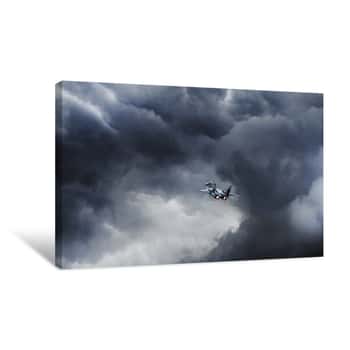Image of Jet Flying Through The Clouds Canvas Print