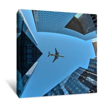 Image of Plane Flying Over Head Canvas Print