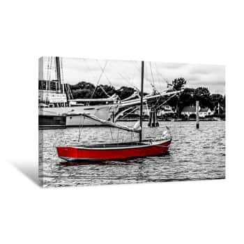 Image of The Red Sail Boat Canvas Print