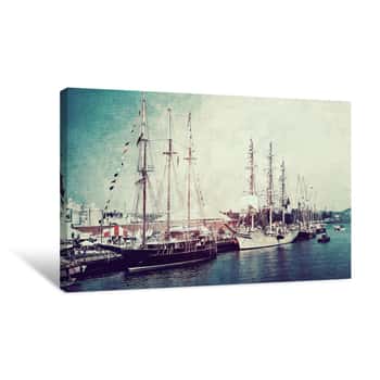 Image of Sailboats in Harbour Canvas Print