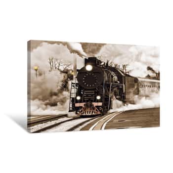 Image of Retro Steam Train Canvas Print