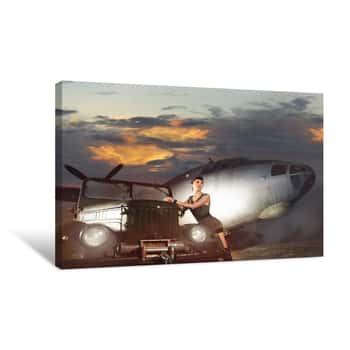 Image of Army Woman Canvas Print